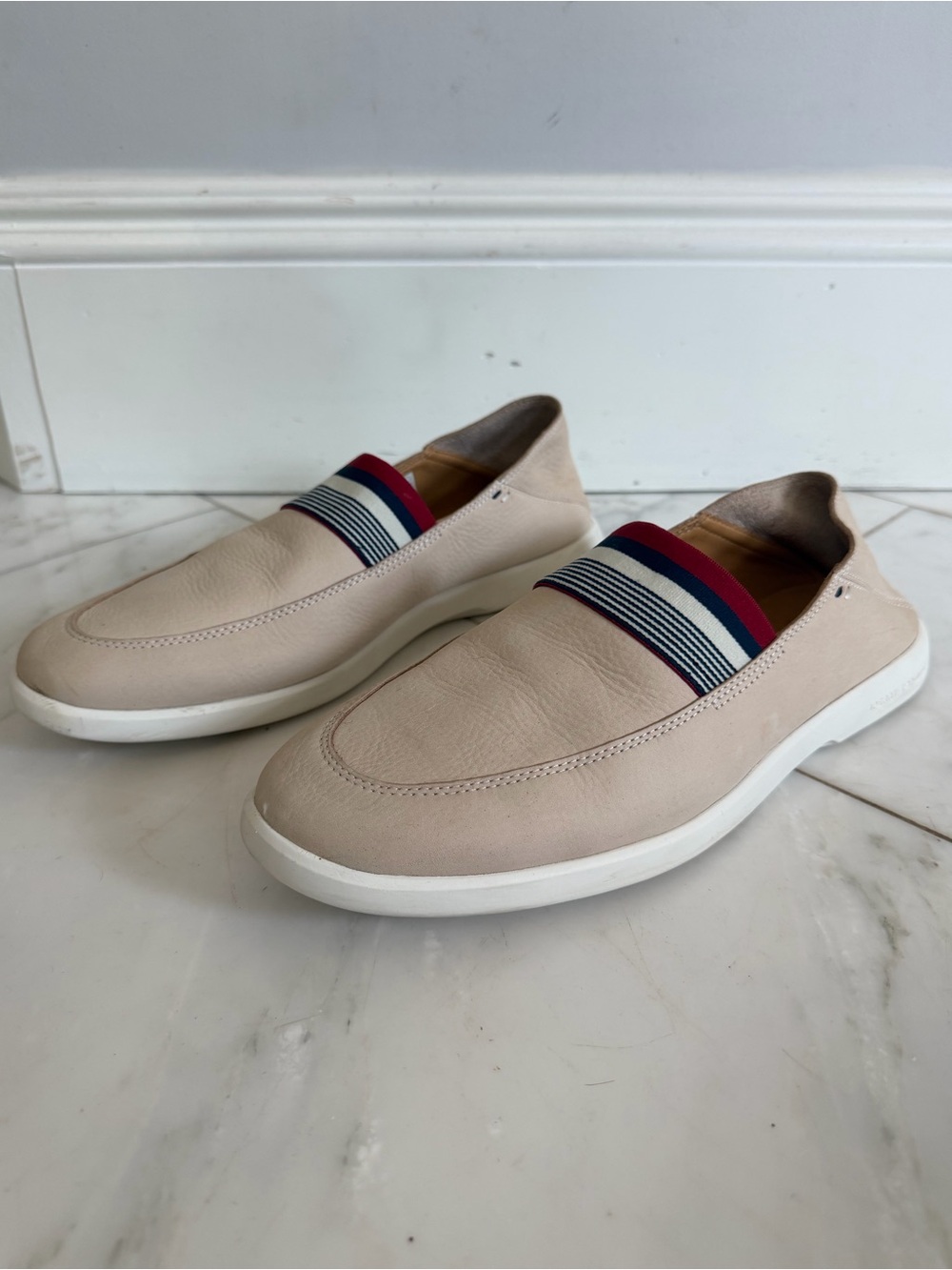 Sperry Top Sider Gold Cup Beige Leather Crush Heel Slip On Loafer Men’s 10.5